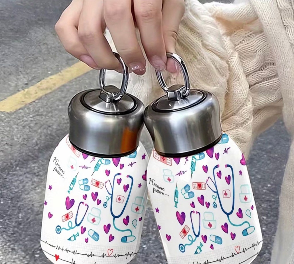Medical-Themed Insulated Tumbler Adorned with Healthcare Symbols