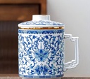 Floral Tea Mug with Built-in Strainer 