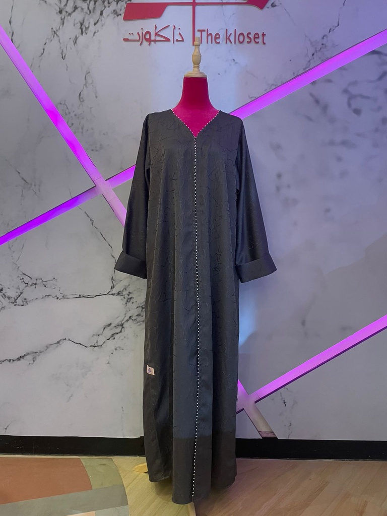 Beaded Button Open Abaya