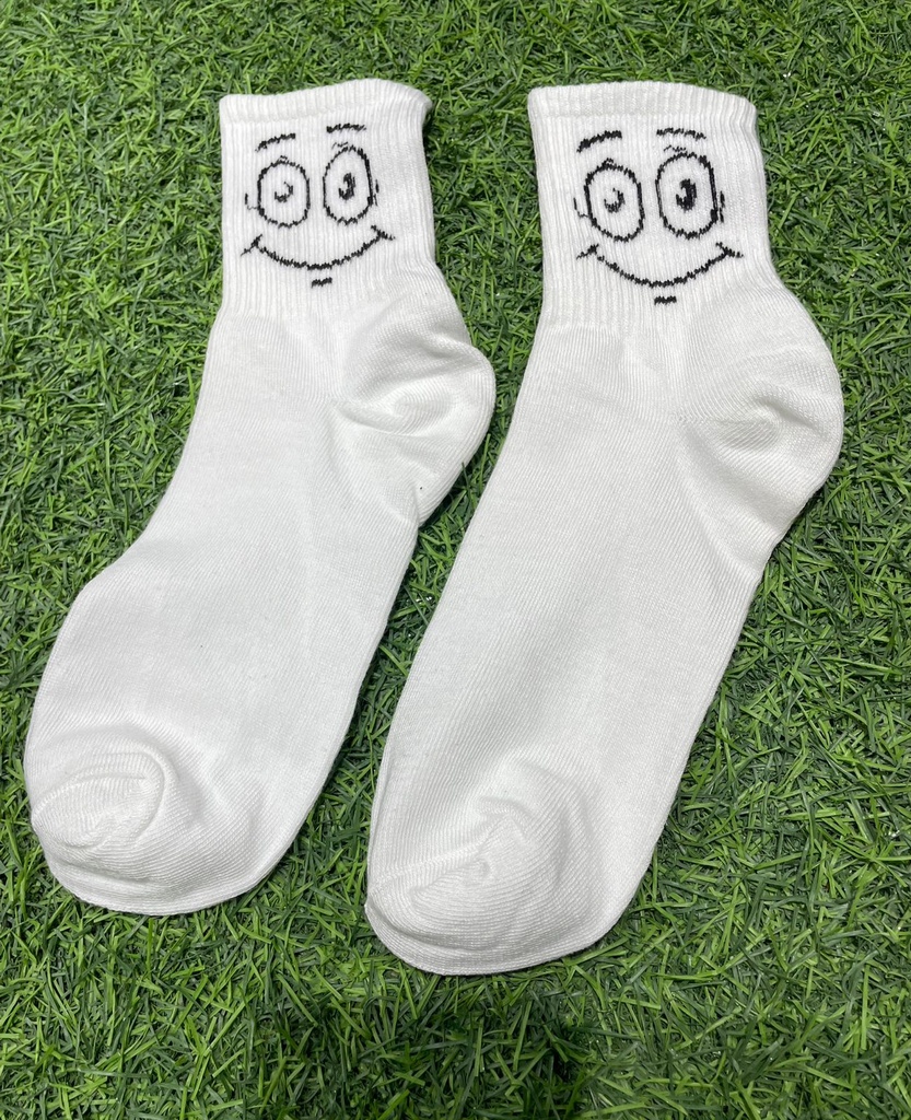 Women’s White Funny Print  Socks