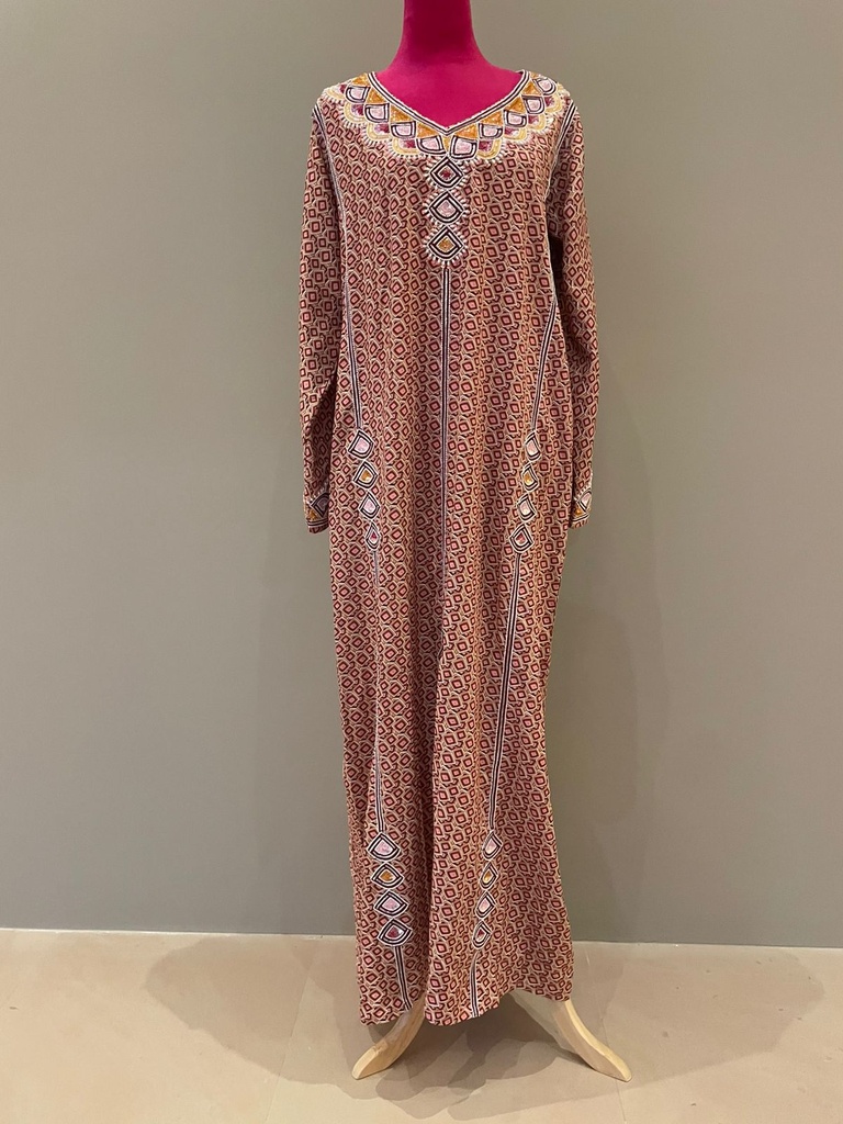V-Neck Embroidered Printed Dress
