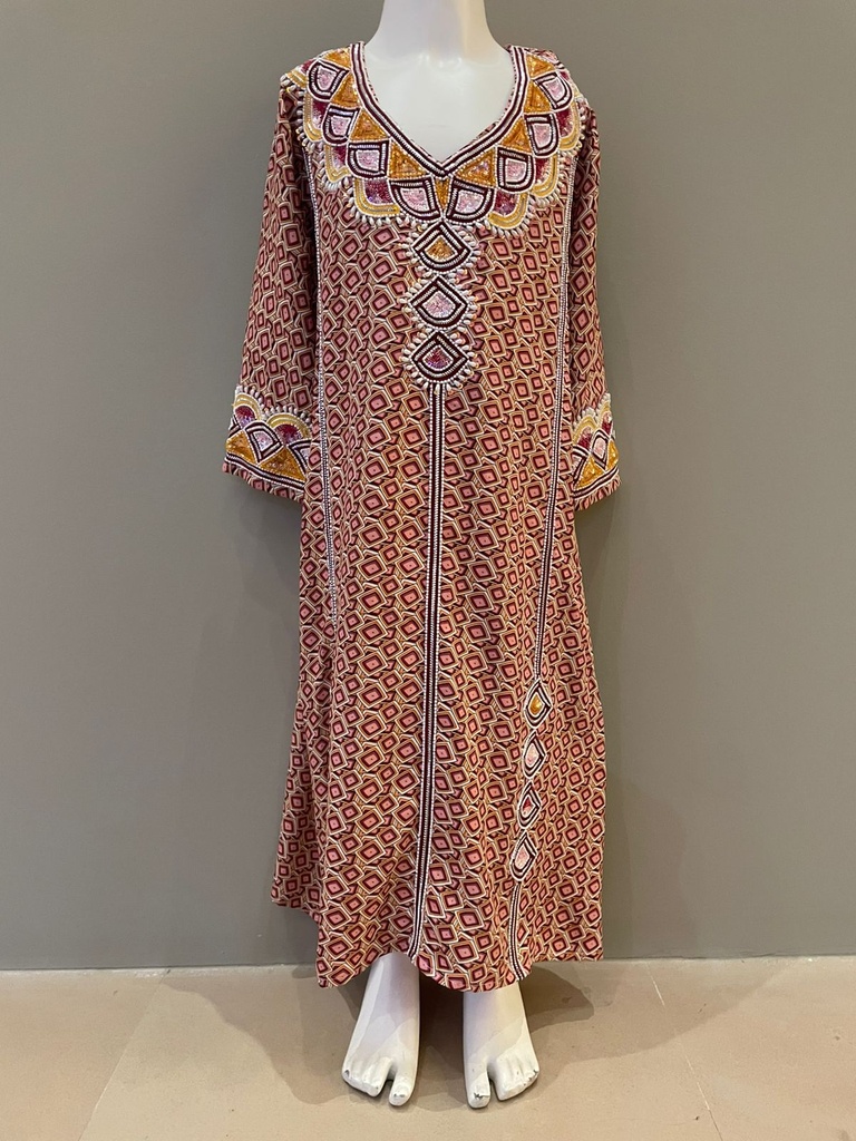 V-Neck Embroidered Printed Kids Dress