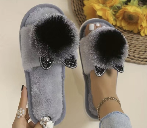 [68654810] Pom pom Cat House Slippers