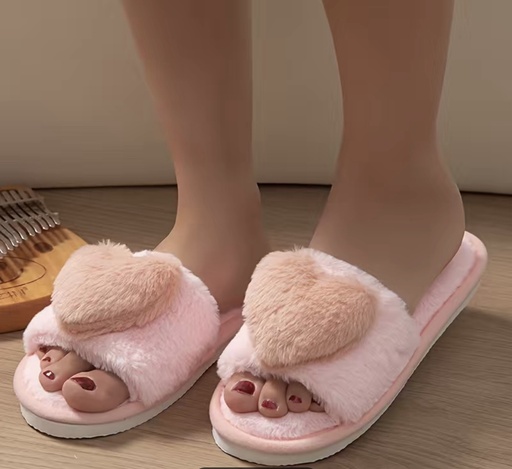 Heart Fuzzy House Slippers