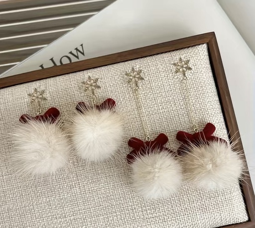 Christmas Flocking Ball with a Bow earrings