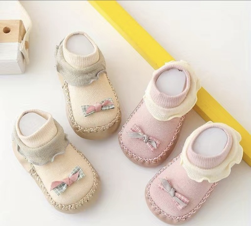Baby Bow Leather Bottom Socks