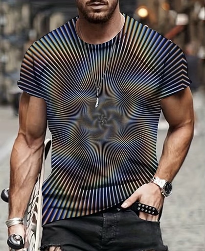 Spiral Visual Illusion Print T-Shirt