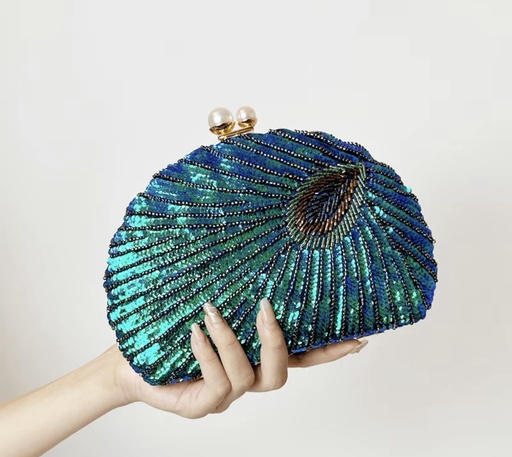 Sequins Peacock Design Clutch