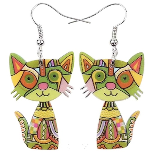 Multicolor Cat Acrylic Earrings