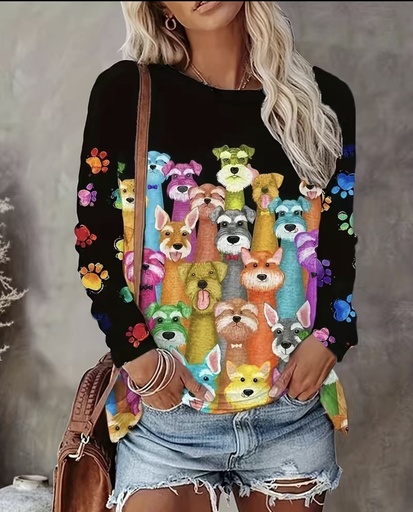 Colorful Plus Size Dogs Shirt