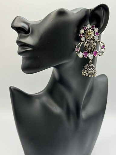 [76315110] White & Purple Floral Earrings