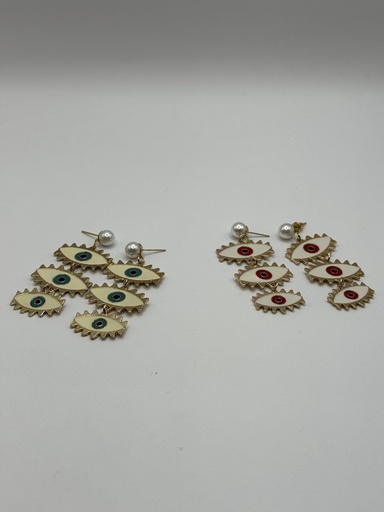 [88127131] Three layers evil eye earrings