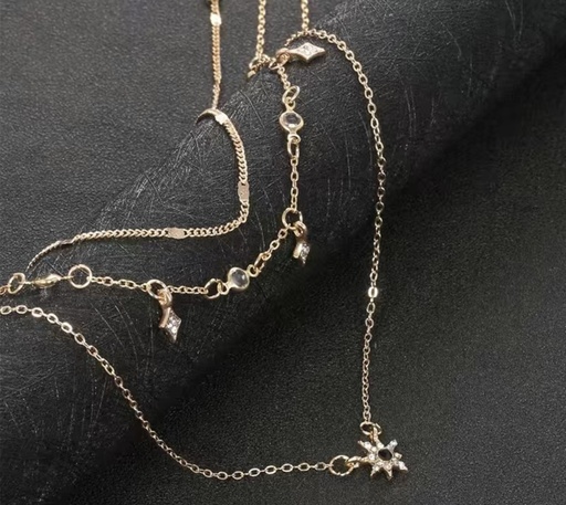 [61035195] Star & Moon Multilayers Necklace
