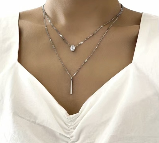Drop and line Double Necklace