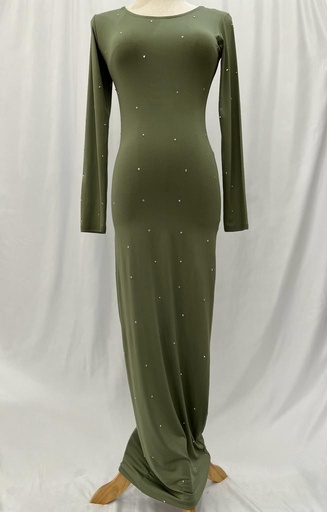 [79930839] Green stretch Dress