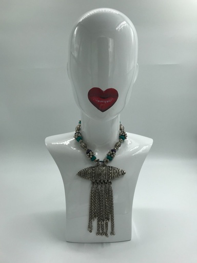 [15272638] Statement Blue Sliver Necklace