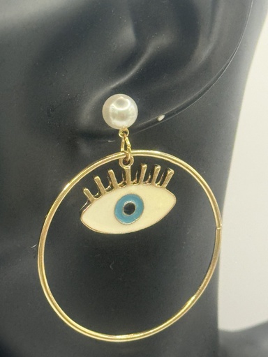 [76809619] Evil eye loop earrings