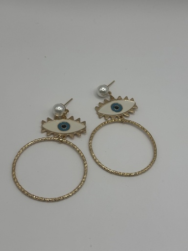 [14214503] Twisted loop evil eye earrings