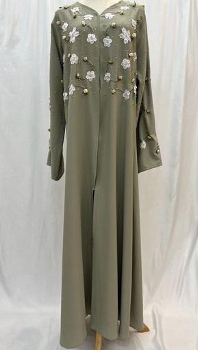 [72331264] Floral Pale Green Abaya