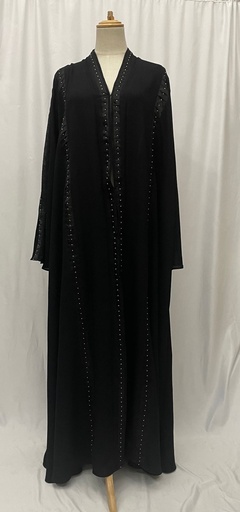 [72331359] عباية سوداء خرز أبيض