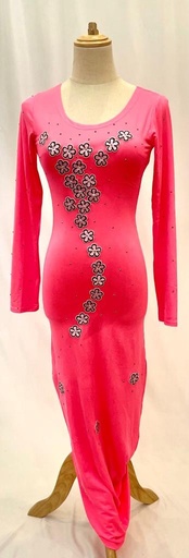 [79931387] Neon Flowers Pink Dress