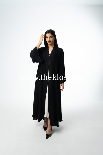 [72331487] Burgundy stitching black Abaya