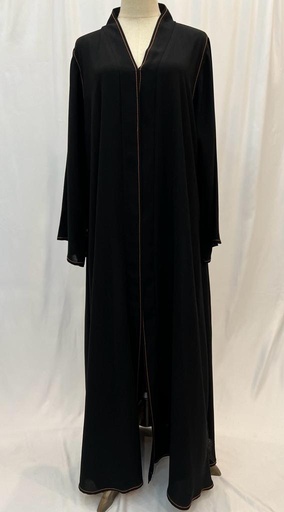 [72331487] Burgundy stitching black Abaya