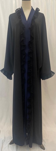 [72331619] Navy Blue ruffles black Abaya