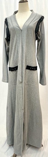 [46661438] Grey Stretchy Wool Abaya