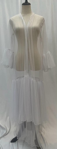[72331649] White sheer mesh Abaya