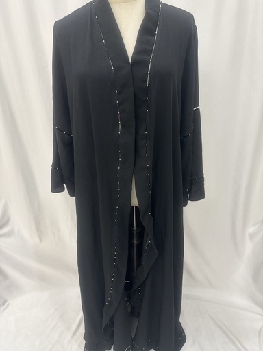 [34358063] Golden Pearls black Abaya