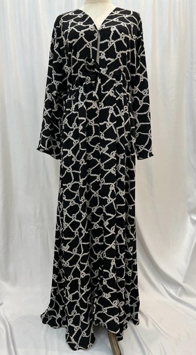 [72331679] Black knot belted Abaya