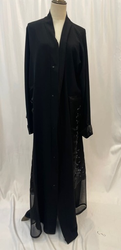 [72331688] Beads silk and sheer black Abaya