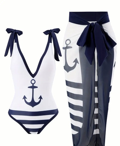 Hook & Striped Swimsuit Set