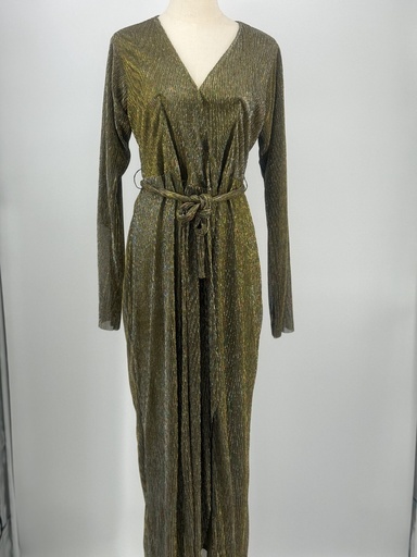 [72331903] Golden & black belted Abaya