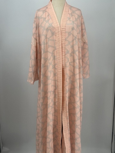 [72331907] Pink knots crease & pearls Abaya