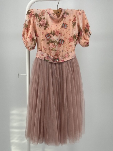 [84531953] Girls' 3D Butterfly Flower Embroidery Dress for Formal/Birthday/Photography