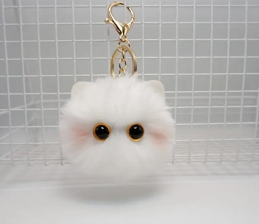 Blushing cat furball keychain