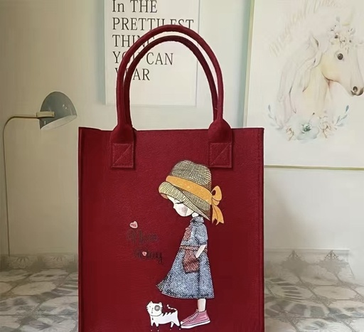 [02808703] Cartoon Pattern Felt Bag 