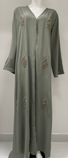 [16650684] Stylish Beaded Foliage Abaya 