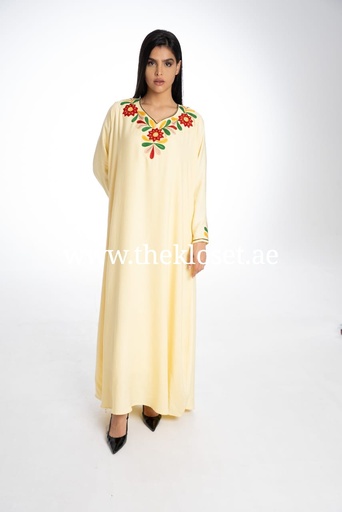 [46996343] فستان أنيق مزين بالتطريز الملون