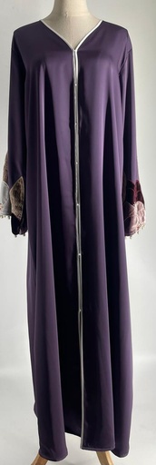 [69340880] Purple Velvety Pearly Sleeves Abaya 