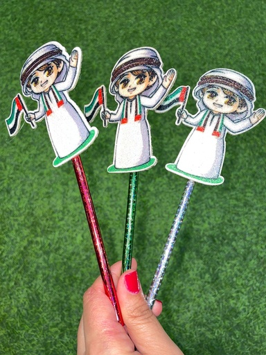 Boy UAE Flag Blue Pen Carton Print