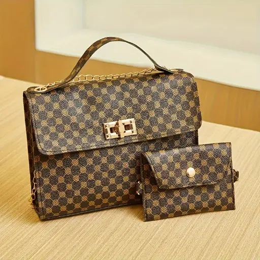 [84050731] Stylish Crocodile Hand-Bag Set with Mini Coin Purse