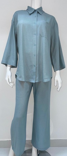 [90228797] Stylish Blouse Flowing Trousers Set