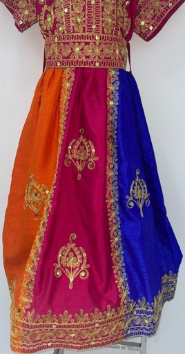 [57326993] Multiple Color Young Lady Dress With Golden Embroidered Belt
