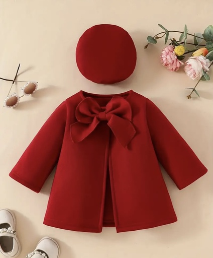 Cozy bow-knot Jacket & Barrette Set