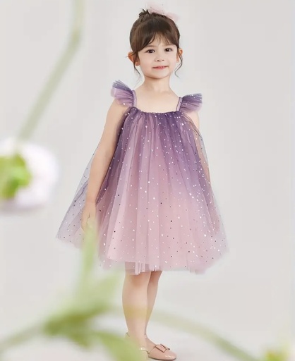 Sweet Ombre sleeveless Glittery Tulle Dress
