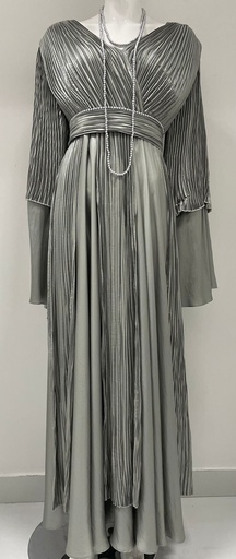 [21858226] Trendy Silver Cinched Dress