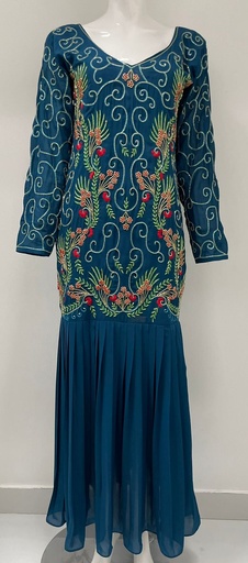 [33265711] Fashionable handmade beaded Embroidered Navy Dress